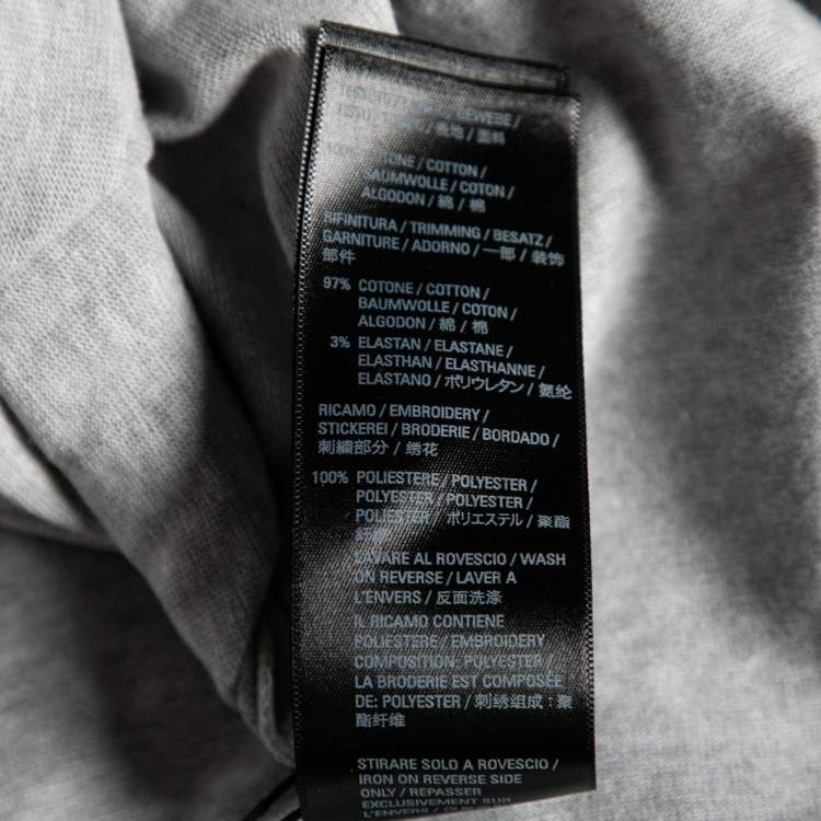 مملوكة مسبقًا Balenciaga Grey Cotton Logo Embroidered Crew Neck T-Shirt M