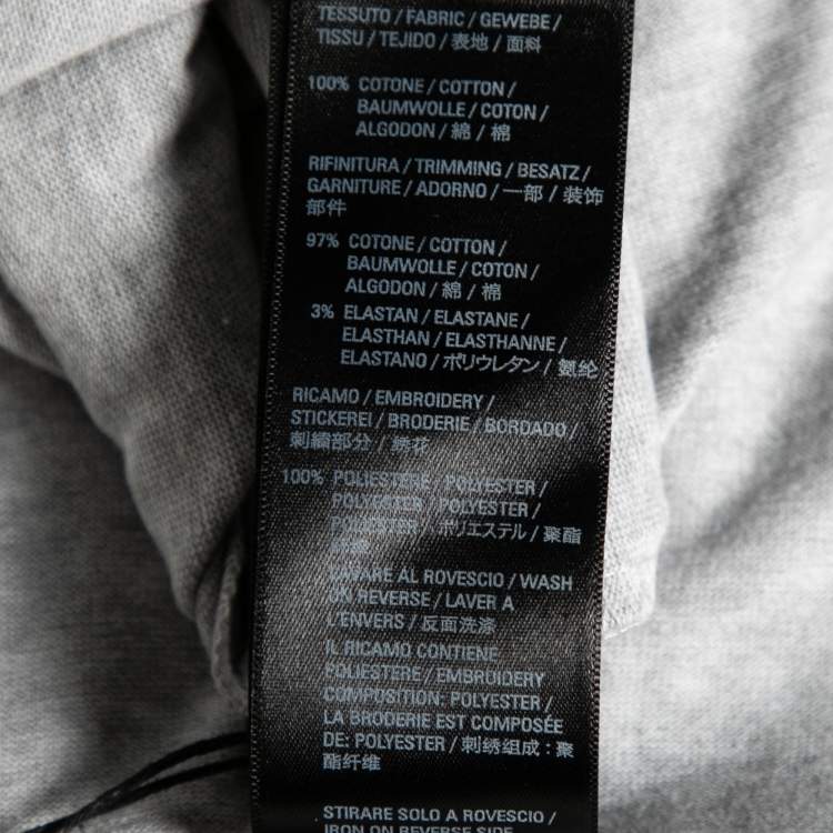 مملوكة مسبقًا Balenciaga Grey Cotton Logo Embroidered Crew Neck T-Shirt M