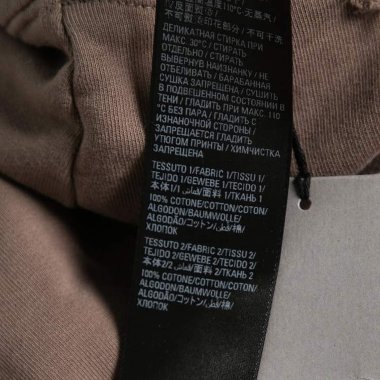 Pre Owned Balenciaga Brown Logo Printed Distressed Cotton Oversized Hoodie M