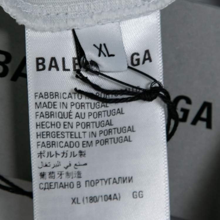 Pre Owned Balenciaga Light Grey Cotton Logo Embroidered Short Sleeve T-Shirt XL