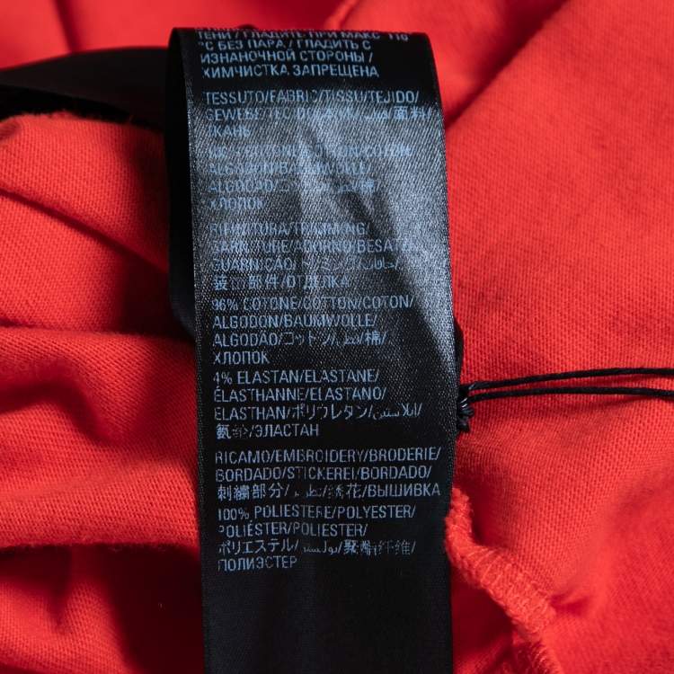 Pre Owned Balenciaga Red Cotton Logo Printed Short Sleeve Crewneck T-Shirt XL