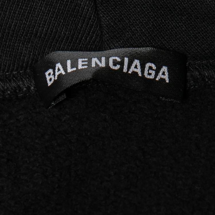Pre Owned Balenciaga Black Cotton Speed Hunters Print Hoodie M