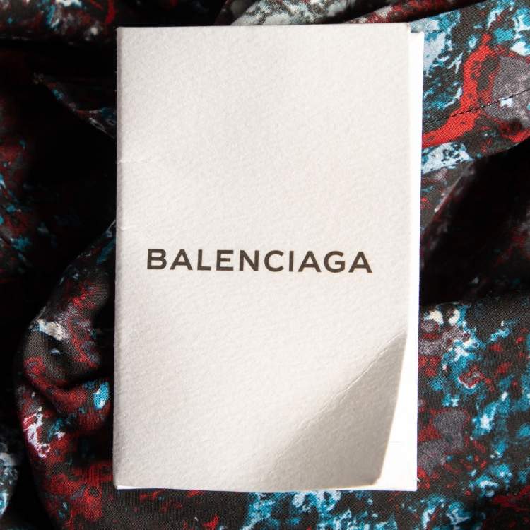 Pre Owned Balenciaga Multicolor Printed Cotton Button Front Shirt L