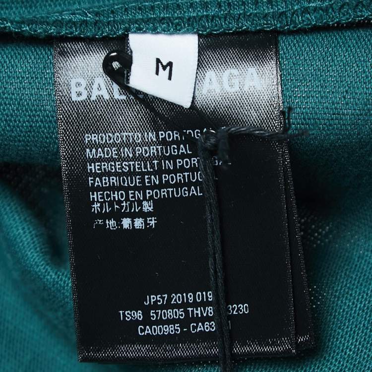 Pre Owned Balenciaga Green Logo Print Cotton Crew Neck T-Shirt M