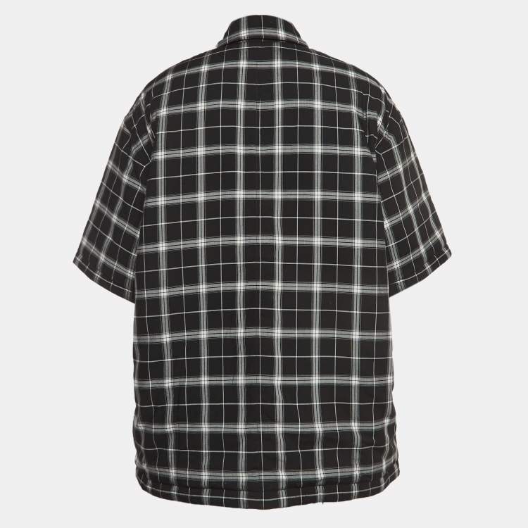 Pre Owned Balenciaga Black/White Checked Lyocell Blend Padded Shirt S
