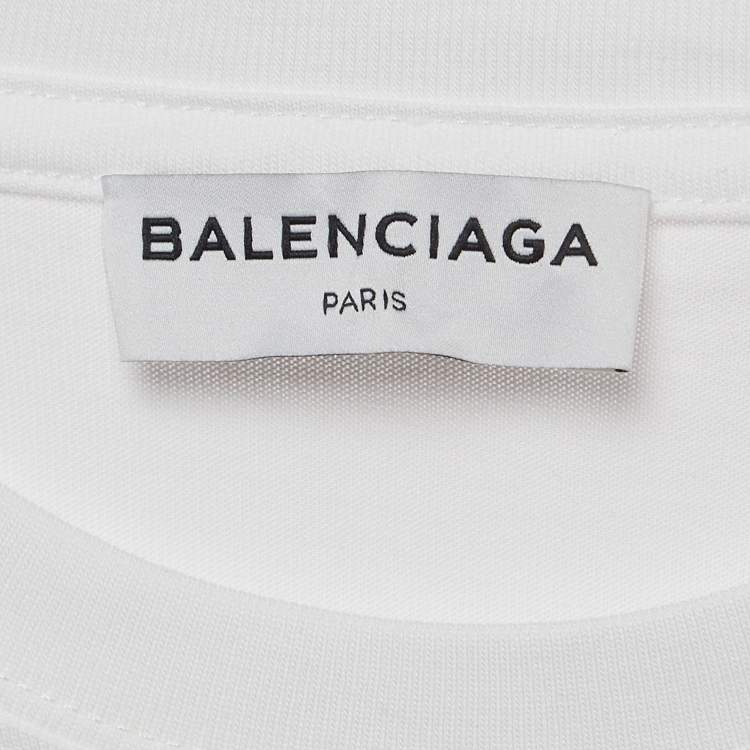 Pre Owned Balenciaga White Cities Logo Print T-Shirt XS