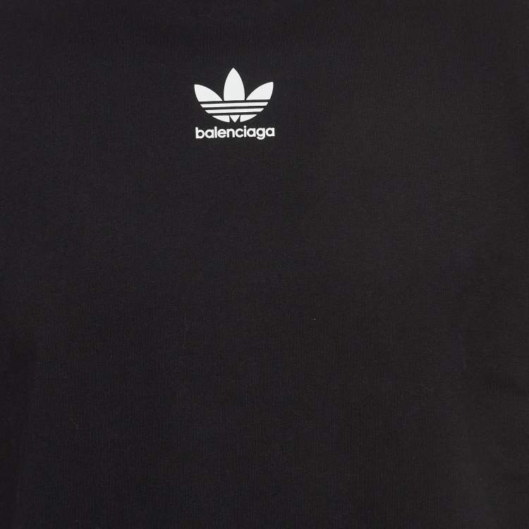 Pre Owned Balenciaga X Adidas Black Cotton 3-Stripes Oversized T-Shirt M