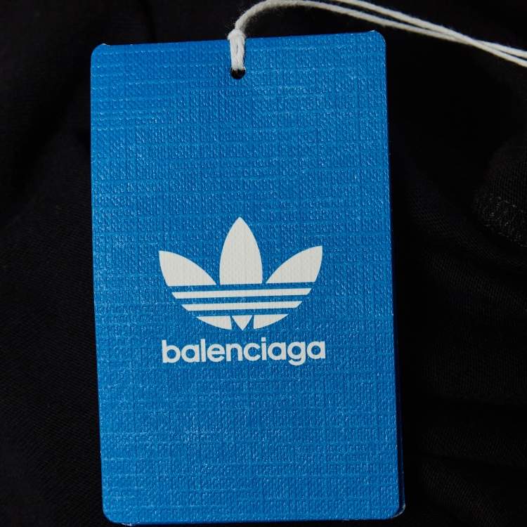 Pre Owned Balenciaga X Adidas Black Cotton 3-Stripes Oversized T-Shirt M