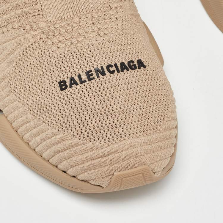 Pre Owned Balenciaga Beige Knit Fabric Speed 2.0 Sneakers Size 44