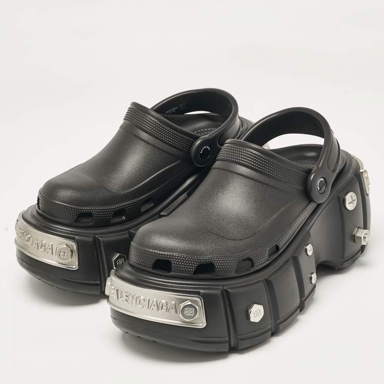 Balenciaga x Crocs Black Rubber Hardcrocs Sandals Size 40 Balenciaga TLC