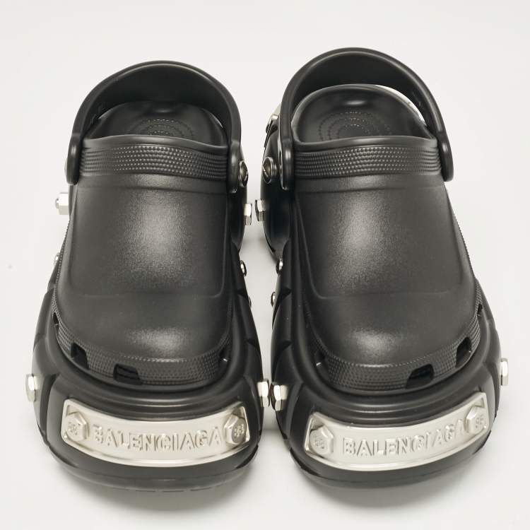 Pre Owned Balenciaga x Crocs Black Rubber Hardcrocs Sandals Size 40