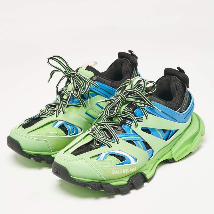 Pre Owned Balenciaga Multicolor Faux Leather and Mesh Track Sneakers Size 41