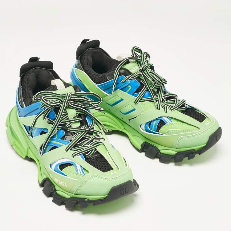 Pre Owned Balenciaga Multicolor Faux Leather and Mesh Track Sneakers Size 41
