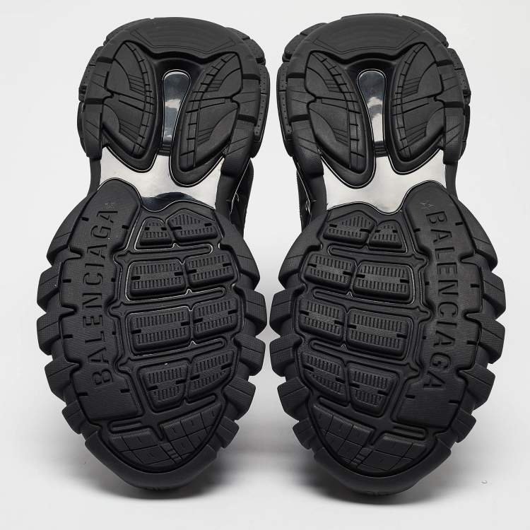 Pre Owned Balenciaga Black Mesh and Faux Leather Track Hike High Top Sneakers Size 43
