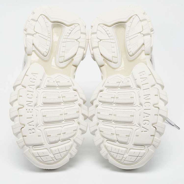 Pre Owned Balenciaga White Mesh and Faux Leather Track Hike High Top Sneakers Size 41
