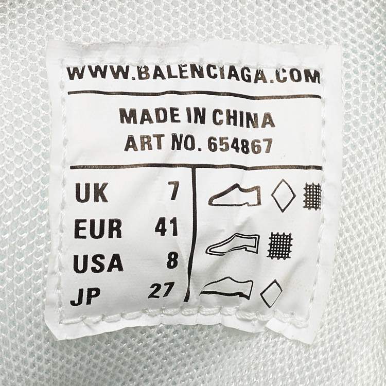 Pre Owned Balenciaga White Mesh and Faux Leather Track Hike High Top Sneakers Size 41