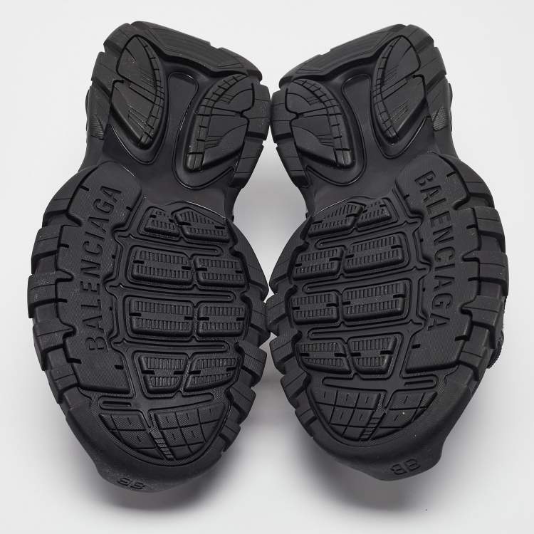 Pre Owned Balenciaga Black Rubber and Faux Leather Track Sandals Size 44