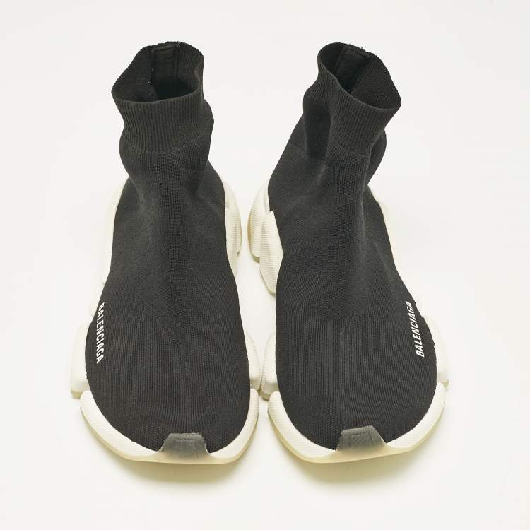 Pre Owned Balenciaga Black Knit Fabric Speed 2.0 High Top Sneakers Size 41