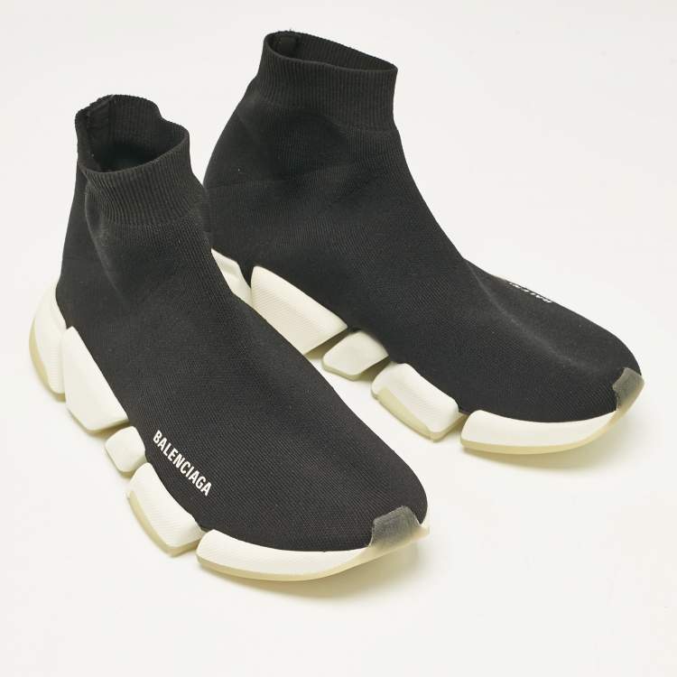 Pre Owned Balenciaga Black Knit Fabric Speed 2.0 High Top Sneakers Size 41