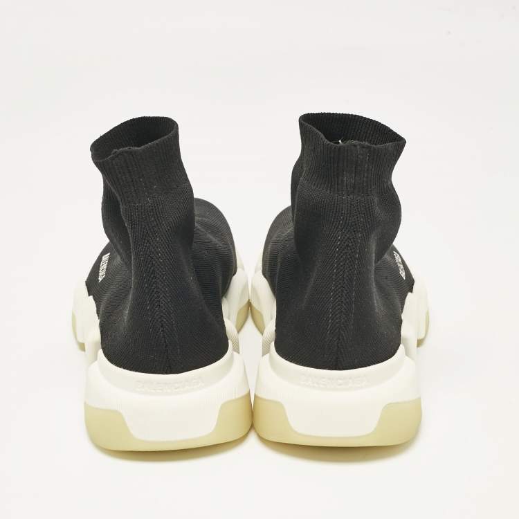 Pre Owned Balenciaga Black Knit Fabric Speed 2.0 High Top Sneakers Size 41