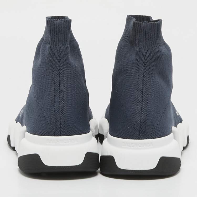 Pre Owned Balenciaga Grey Knit Fabric Speed 2.0 High Top Sneakers Size 44