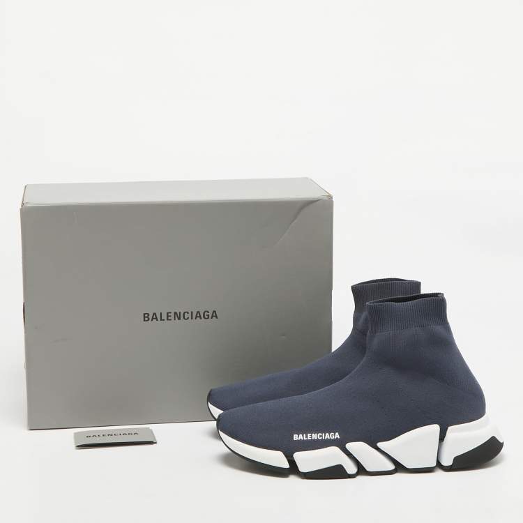 Pre Owned Balenciaga Grey Knit Fabric Speed 2.0 High Top Sneakers Size 44