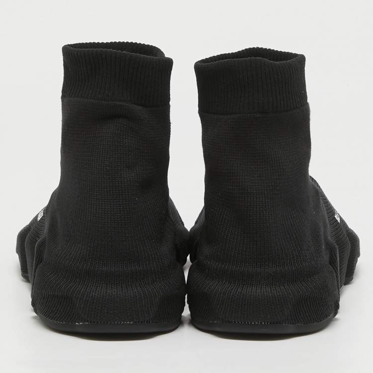 Pre Owned Balenciaga Black Knit Fabric Speed Allover High Top Sneakers Size 44