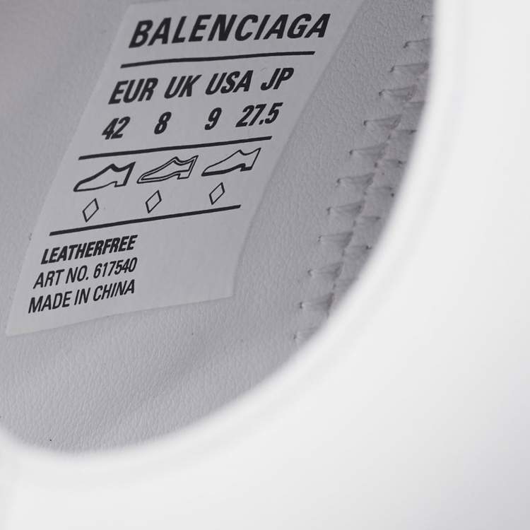 Pre Owned Balenciaga White/Black Faux Leather Zen Lace Up Sneakers Size 42