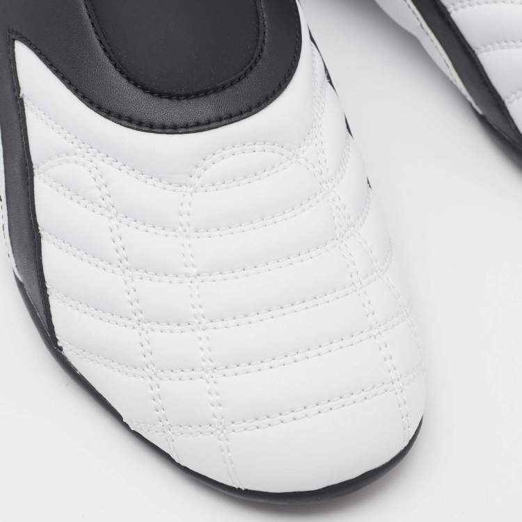 Pre Owned Balenciaga White/Black Faux Leather Zen Lace Up Sneakers Size 42