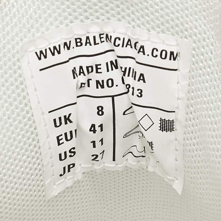 Pre Owned Balenciaga White Faux Leather Track Mules Size 41