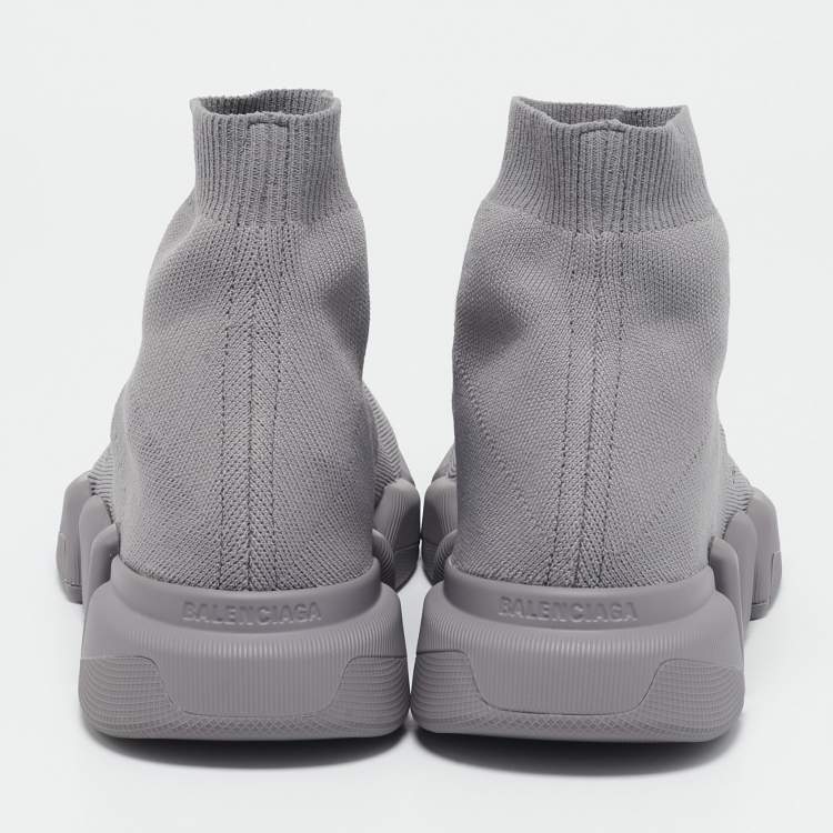 Pre Owned Balenciaga Grey Knit Fabric Speed Trainer Sneakers Size 42
