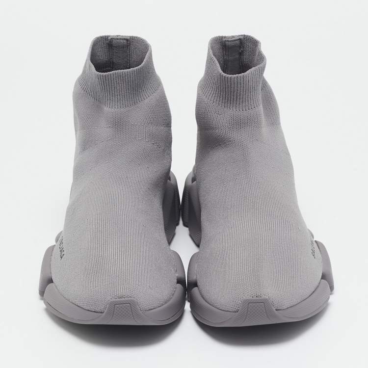 Pre Owned Balenciaga Grey Knit Fabric Speed Trainer Sneakers Size 42