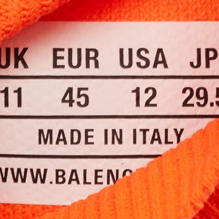 Pre Owned Balenciaga Neon Orange Knit Fabric Speed 2.0 Sneakers Size 45