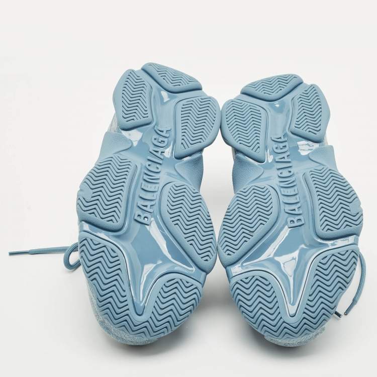 Pre Owned Balenciaga Blue Denim Triple S Mules Size 42