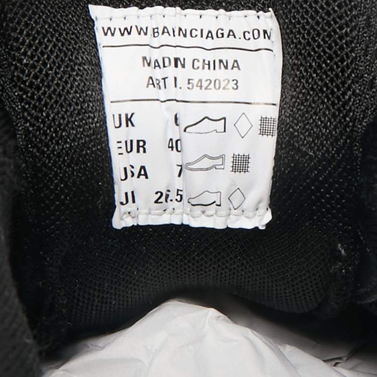 Pre Owned Balenciaga Black Faux Leather and Mesh Track Sneakers Size 40