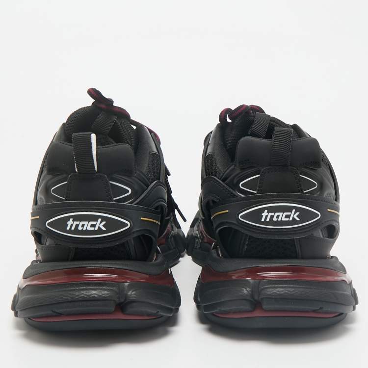Pre Owned Balenciaga Black Faux Leather and Mesh Track Sneakers Size 40