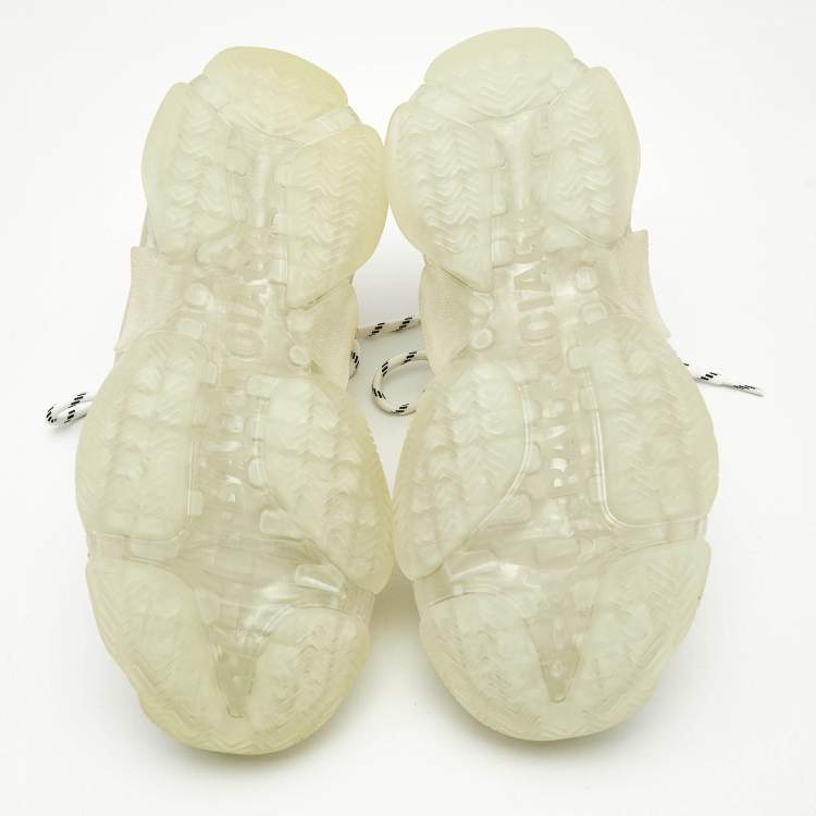 Pre Owned Balenciaga White Leather and Mesh Triple S Clear Sole Sneakers Size 40