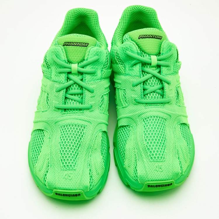 Pre Owned Balenciaga Neon Green Mesh Phantom Sneakers Size 45