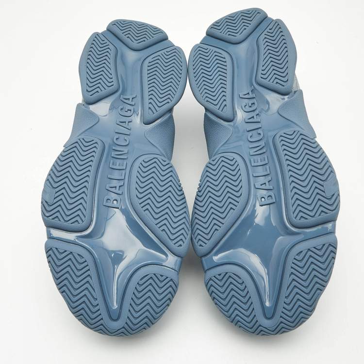 Pre Owned Balenciaga Blue Denim Triple S Mules Size 45