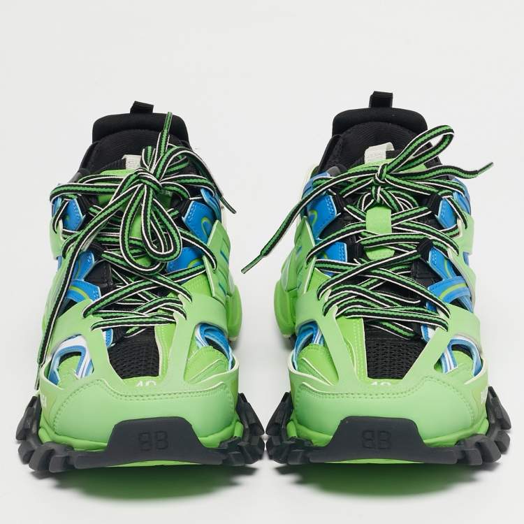 Pre Owned Balenciaga Multicolor Leather and Mesh Triple S Lace Up Sneakers Size 40