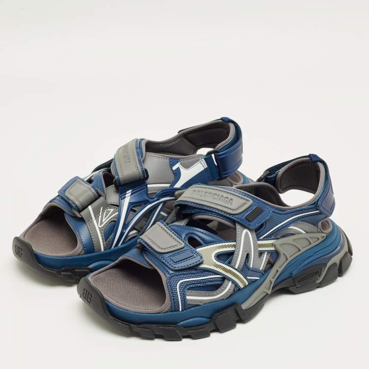 Pre Owned Balenciaga Multicolor Rubber and Faux Leather Track Sandals Size 41