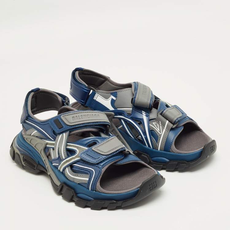 Pre Owned Balenciaga Multicolor Rubber and Faux Leather Track Sandals Size 41