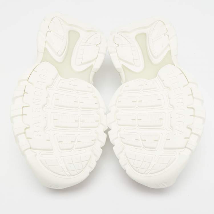 Pre Owned Balenciaga Track Size 38 White/Pink Faux Leather and Rubber Flat Sandals