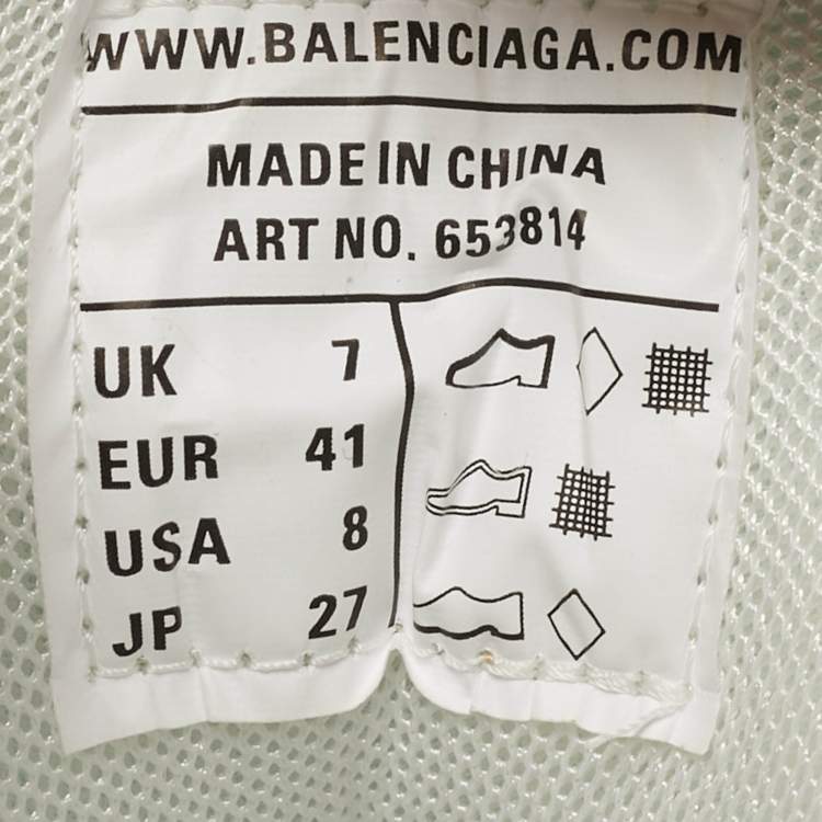 Pre Owned Balenciaga Track Size 41 White Faux Leather and Mesh Sneakers Mules