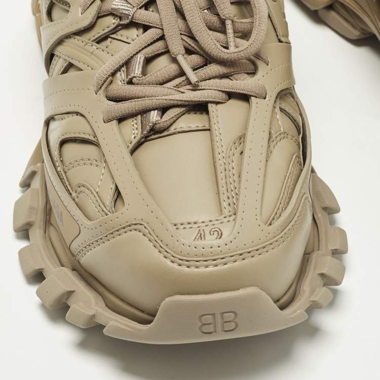 Pre Owned Balenciaga Track Size 42 Beige Faux Leather Mules Sneakers