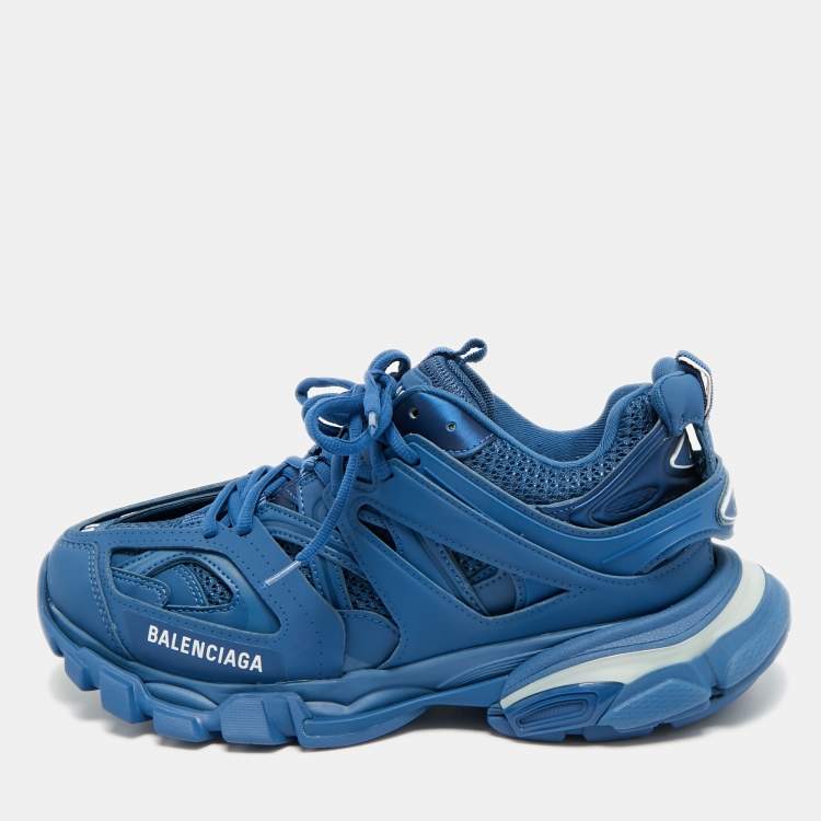 Pre Owned Balenciaga Track Size 41 Blue Leather and Mesh Lace Up Sneakers