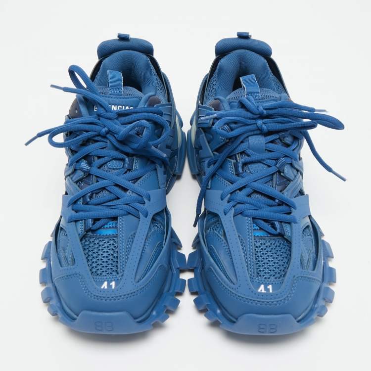 Pre Owned Balenciaga Track Size 41 Blue Leather and Mesh Lace Up Sneakers
