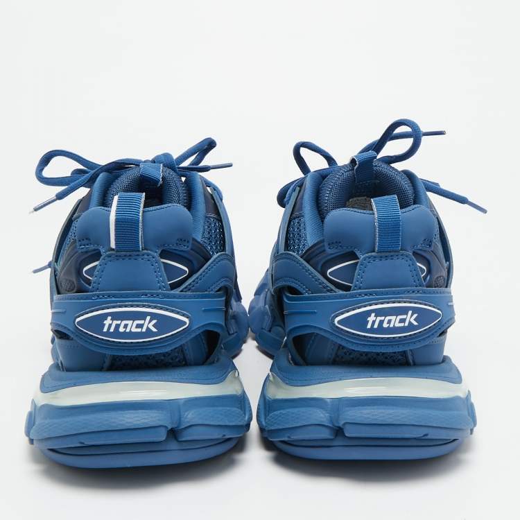 Pre Owned Balenciaga Track Size 41 Blue Leather and Mesh Lace Up Sneakers