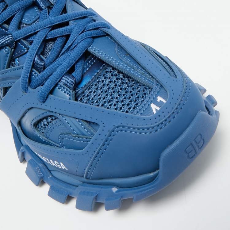 Pre Owned Balenciaga Track Size 41 Blue Leather and Mesh Lace Up Sneakers