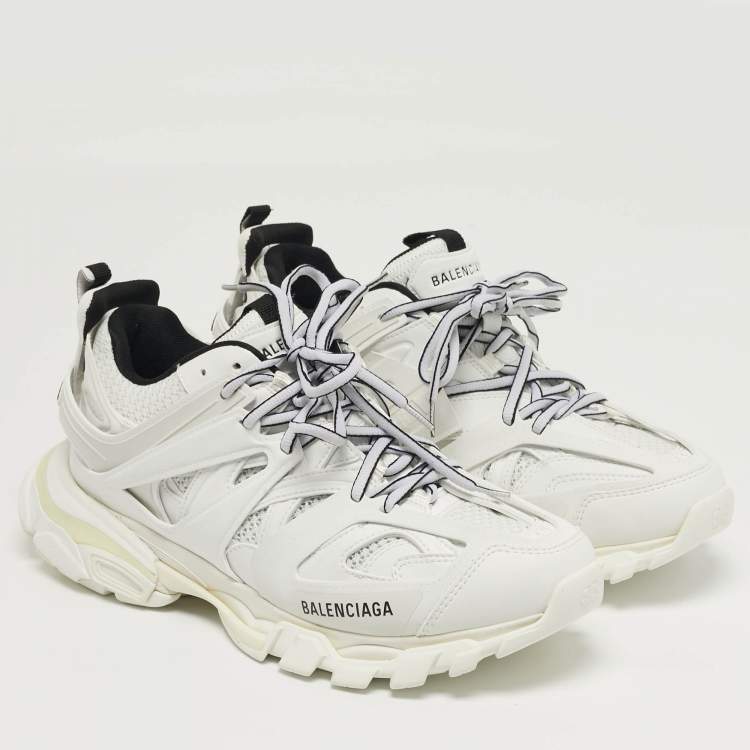 Pre Owned Balenciaga Track Size 41 White Faux Leather and Mesh Lace Up Sneakers